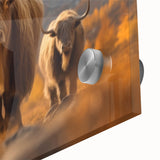 Large abstract wall art depicting a Nepalese landscape in muted earth tones, printed on acrylic glass.