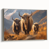 Framed canvas landscape art painting of a Nepalese scenery in muted earth tones, ideal for living room decor.