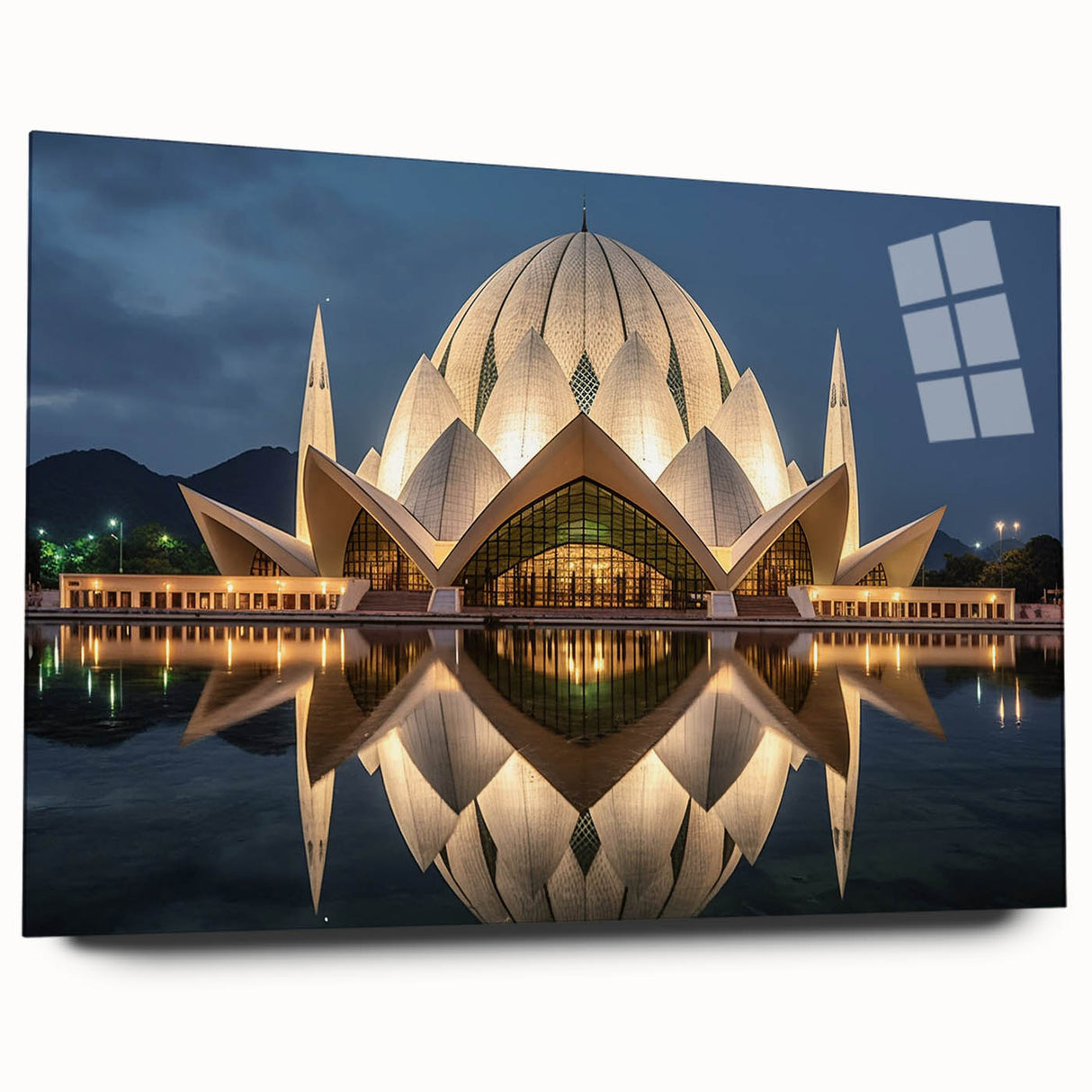 Large abstract wall art on acrylic glass depicting a serene Pakistani landscape, suitable for bedroom or dining room decor.