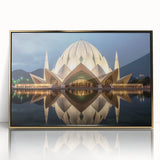 Acrylic print of a Pakistani landscape in muted earth tones, framed in gold, suitable for modern art wall decor.