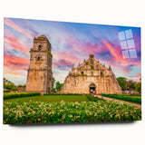 Large abstract wall art depicting a serene Philippine landscape in muted earth tones, acrylic print.