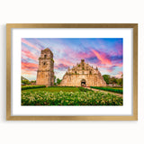 Extra large abstract art print of a textured Philippine landscape in gold frame, suited for living room decor.