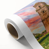 Art deco poster of a serene Philippine landscape on rolled canvas, with soft pastel colors, ideal for nursery wall art.