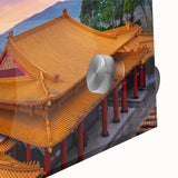 Large abstract wall art depicting a Taiwanese landscape in muted earth tones on acrylic glass.