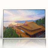 Acrylic print of Taiwan scenery with muted earth tones in an art deco style, ideal for modern art wall decor.