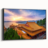 Black and white framed canvas of a vintage-style Taiwanese landscape, ideal for bedroom wall art.