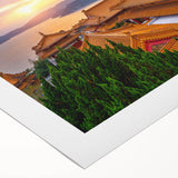 Art deco poster featuring a vibrant, stylized Taipei skyline on extra large rolled canvas, ideal for dining room decor.