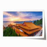 Extra large rolled print of a serene Taiwanese landscape with lush greenery and muted earth tones.