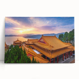 Black and white photograph of a serene Taiwanese landscape on stretched canvas.