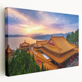 Large canvas print of a vibrant Taiwan landscape with lush greenery and mountains, suitable for kitchen wall art.