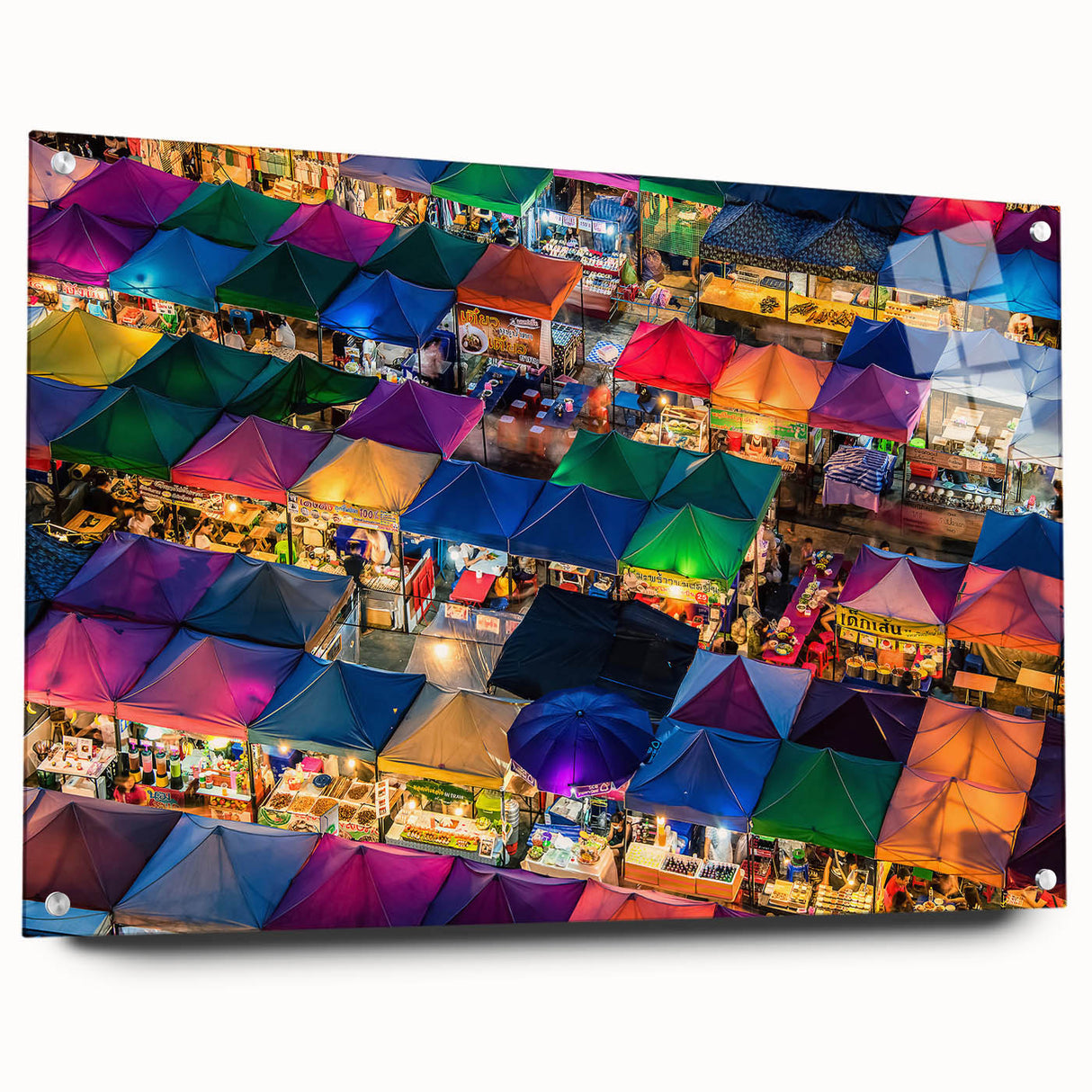 Large abstract wall art displaying a vibrant Thai landscape on acrylic glass, suitable for bedroom or dining room decor.