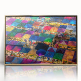 Framed acrylic print of a serene Thai landscape in soft gold and green tones, ideal for modern art wall decor.