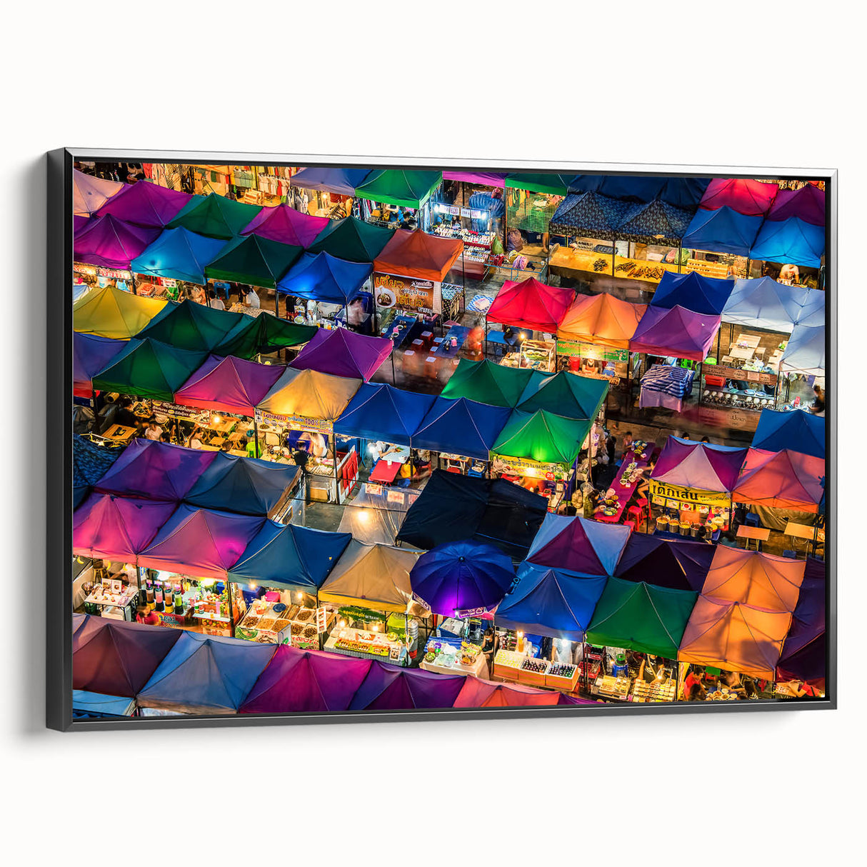Black and white framed canvas of a vintage Thai landscape, ideal for bedroom wall decor.