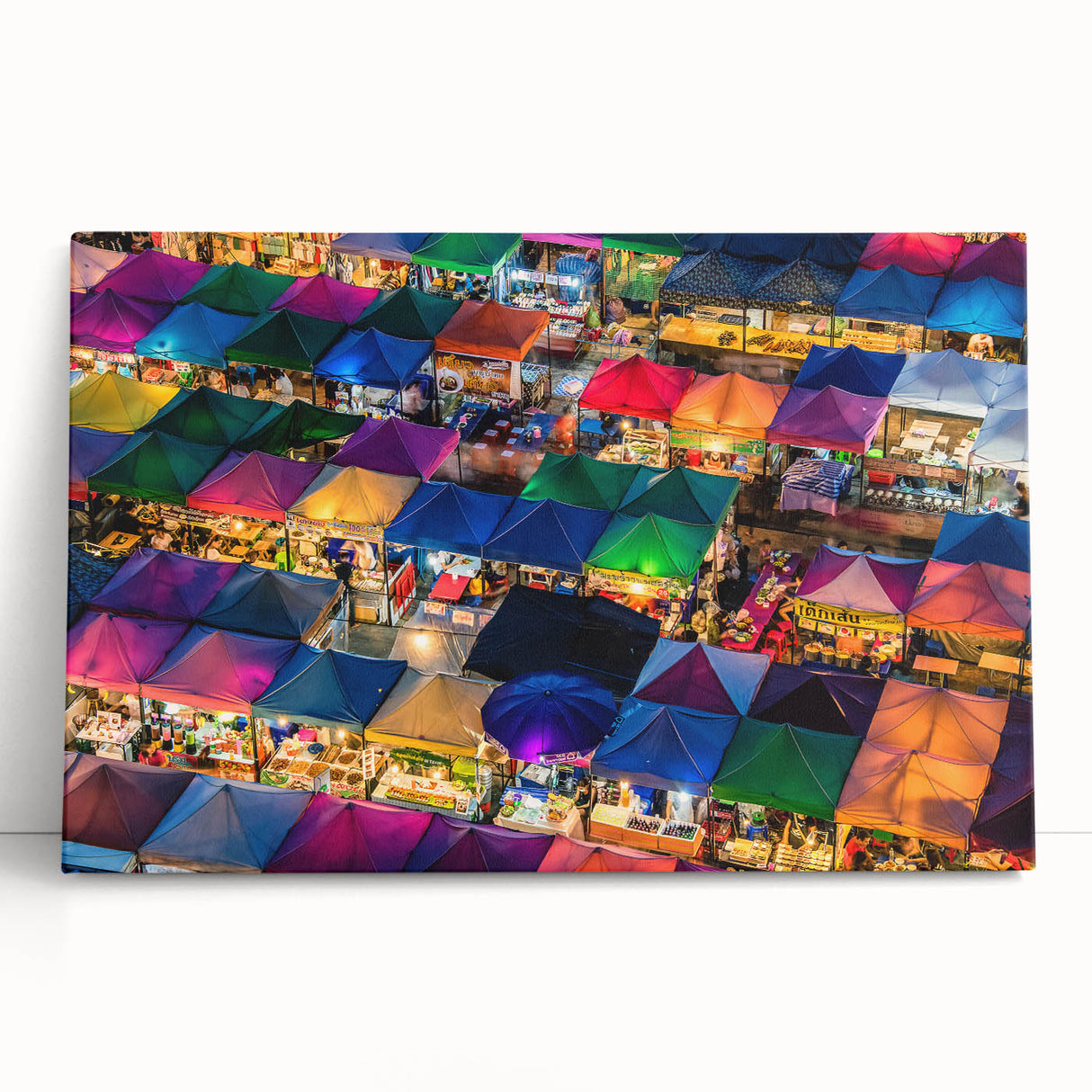 Black and white photograph of a Thai landscape on large stretched canvas.