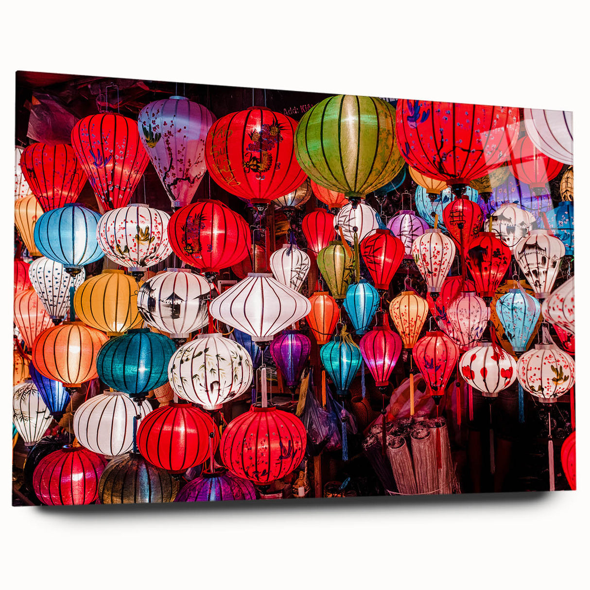 Large abstract wall art of a Vietnamese landscape in muted earth tones on acrylic glass.