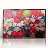 Framed acrylic print of a Vietnamese landscape in gold and green tones, ideal for modern art wall decor.
