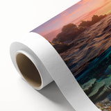 Art Deco poster of the Great Barrier Reef in vivid blue and green tones on rolled canvas, ideal for nursery wall art.