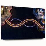 Large abstract wall art featuring a multicolored Perth scenery on acrylic glass, suitable for bedroom or dining room decor.