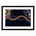 Extra large abstract art print of colorful, textured Perth scenery on a framed black mat, ideal for living room decor.