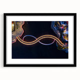 Extra large abstract art print of colorful, textured Perth scenery on a framed black mat, ideal for living room decor.