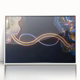 Large art print of Perth, Australia, in mid-century modernist style on white framed acrylic, suitable for modern decor.