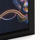 Extra large framed canvas of a textured black wall art depicting vibrant Perth scenery, ideal for living room decor.