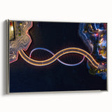 Vintage poster art of Perth skyline in vibrant colors on extra large framed canvas, ideal for living room decor.