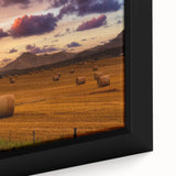 Extra large framed canvas featuring a textured depiction of Alberta's scenery in black with colorful art accents.
