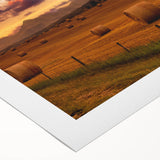 Art deco poster of Alberta, Canada scenery with muted earth tones on a rolled canvas, suitable for dining room decor.