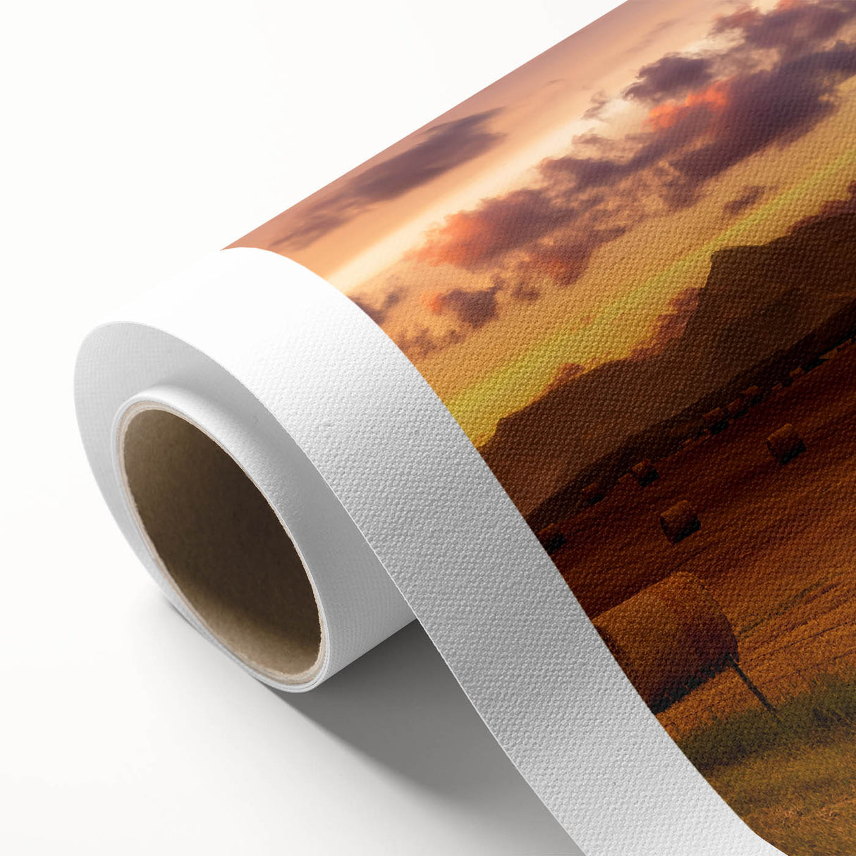 Art deco poster of Alberta, Canada scenery on rolled canvas, featuring muted earth tones, ideal for nursery wall art.