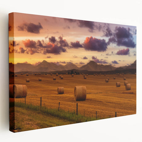 Landscape painting of Alberta, Canada with lush greenery on stretched canvas, suitable for kitchen wall art.
