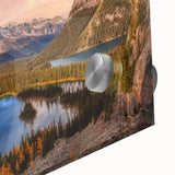 Large abstract wall art depicting British Columbia scenery in muted earth tones on acrylic glass.