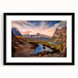 Extra large abstract art print of a colorful, textured British Columbia scenery on a framed canvas.