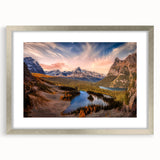 Textured abstract art print of British Columbia scenery in silver frame, ideal for bedroom art.