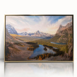 Large art print of British Columbia scenery on framed acrylic, in gold tones, ideal for modern art wall decor.