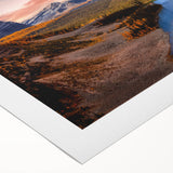 Art deco poster of British Columbia scenery in muted green and blue tones on rolled canvas, ideal for dining room wall art.