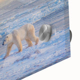 Large abstract depiction of Manitoba scenery on acrylic, in mid-century modernist style, ideal for dining room art.