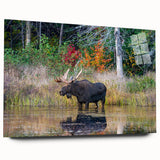 Large abstract wall art depicting a serene Ontario landscape in muted earth tones on acrylic glass.