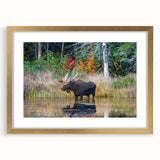 Extra large abstract art print featuring a textured scenery of Ontario, Canada in gold frame; ideal for living room decor.