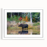 Abstract art print of Ontario scenery in muted earth tones on a framed canvas, suitable for dining room decor.