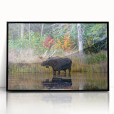 Large abstract wall art depicting a serene Ontario scenery in muted earth tones on a framed acrylic.