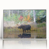 Acrylic print of a serene Ontario landscape, featuring muted green and blue tones, framed in white.