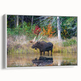 Vintage poster art of Ontario scenery on framed canvas with colorful art accents, ideal for living room decor.