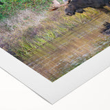 Art Deco poster of Ontario, Canada scenery in muted blue and green hues on rolled canvas, suitable for dining room wall art.