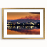 Extra large abstract art print of Canadian Saskatchewan scenery in gold frame, ideal for living room decor.
