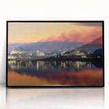 Large abstract wall art depicting a Saskatchewan scenery in muted earth tones on a framed acrylic.