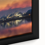 Close-up of a textured black wall art depicting vibrant, colorful Saskatchewan scenery on a framed canvas.