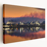 Panoramic view of Saskatchewan scenery on a stretched canvas, featuring natural green and blue tones.