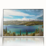 Acrylic print of a serene Yukon landscape in soft pastel colors, ideal for modern art wall decor in a nursery.