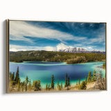 Landscape art painting of Yukon scenery on framed canvas, featuring muted gold and black tones, ideal for bedroom wall art.